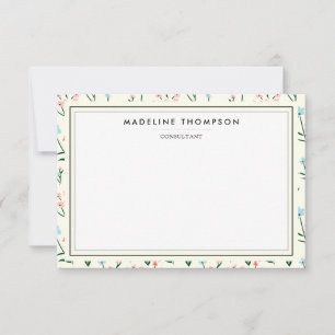 Carte De Correspondance Motif de fleurs rose bleu pastel Chic Féminin