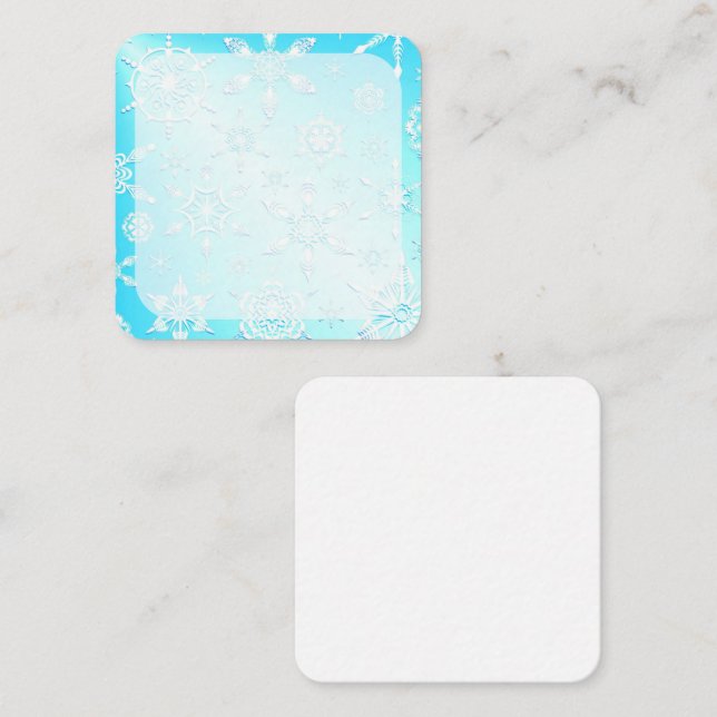 Carte De Correspondance Motif de flocons de neige cristallins (Devant / Derrière)