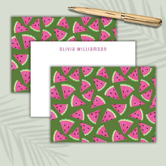 Carte De Correspondance Motif de fruit d'été pastèque (Personalized watermelon notecards)