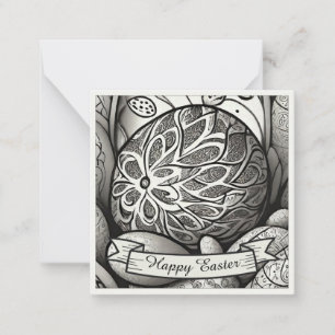 Carte De Correspondance motif de Pâques b/n dessin animé avec œufs de Pâqu
