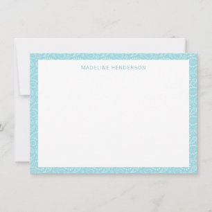 Carte De Correspondance Motif de Sea Paisley Glacier Blue Monogramme