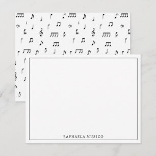 Carte De Correspondance Motif de symboles Black & White Music Notes