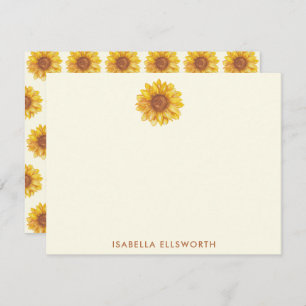 Carte De Correspondance Motif de tournesol rustique aquarelle personnalisé