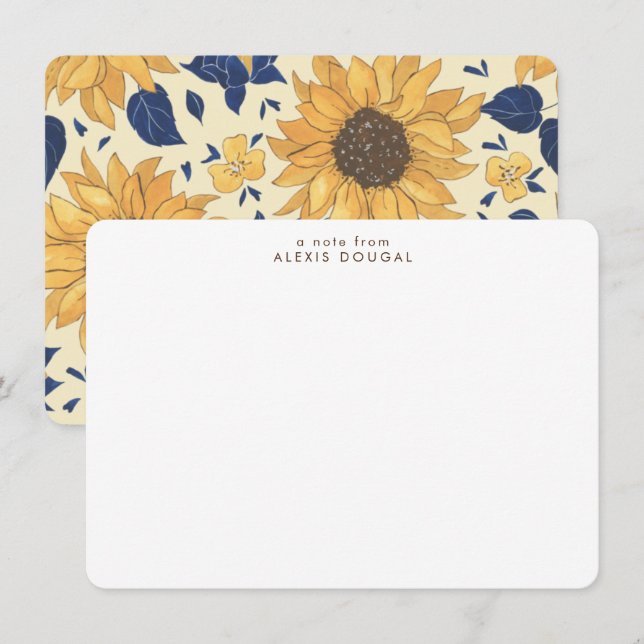 Carte De Correspondance Motif de tournesol rustique papeterie personnalisé (Devant / Derrière)