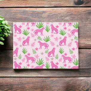 Carte De Correspondance Motif floral de guépards roses preppy