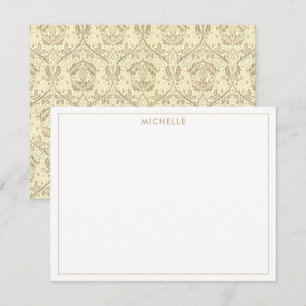 Carte De Correspondance Motif floral élégant sépia beige
