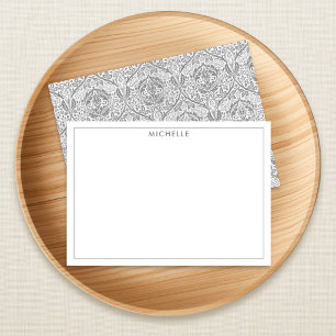 Carte De Correspondance Motif floral gris élégant