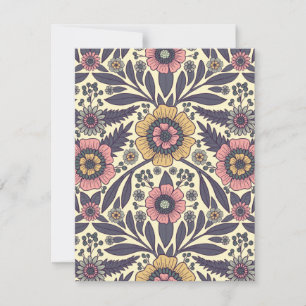 Carte De Correspondance Motif Floral rose et bleu sans joint