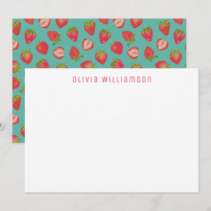 Carte De Correspondance Motif fraise Nom personnalisé