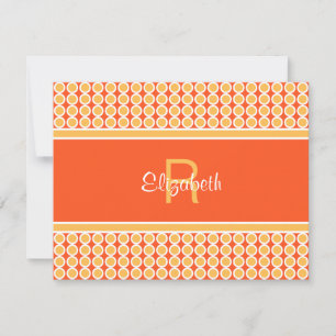 Carte De Correspondance Motif Géométrique Jaune Orange Monogrammé Personna