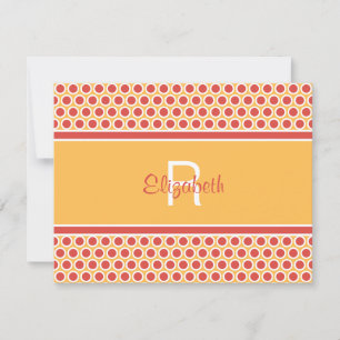 Carte De Correspondance Motif géométrique jaune rouge blanc Monogramme amu