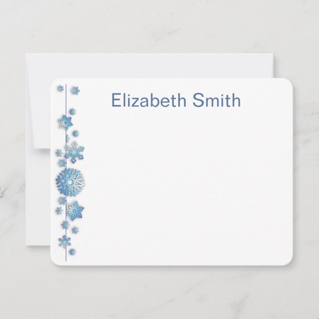 Carte De Correspondance Motif Holiday Blue Snowflake Winter Chic (Devant)