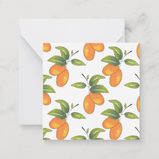 Carte De Correspondance Motif Kumquats tiré à la main (Devant)