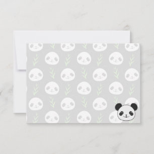 Carte De Correspondance Motif Panda Kawaii Bambou En Noir Blanc Vert