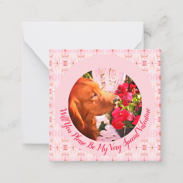 Carte De Correspondance Motif rose Avec Un Chien (Devant)