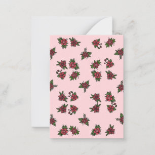 Carte De Correspondance Motifs de roses, joli petit dessin rose et rouge