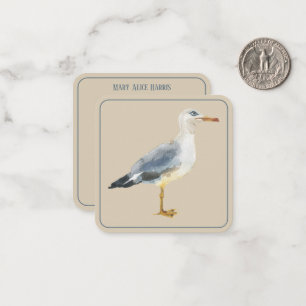Carte De Correspondance Mouette à l'aquarelle personnalisée de plage