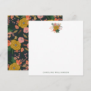 Carte De Correspondance Moutarde Florale Botanique Navy Morose Nom Personn