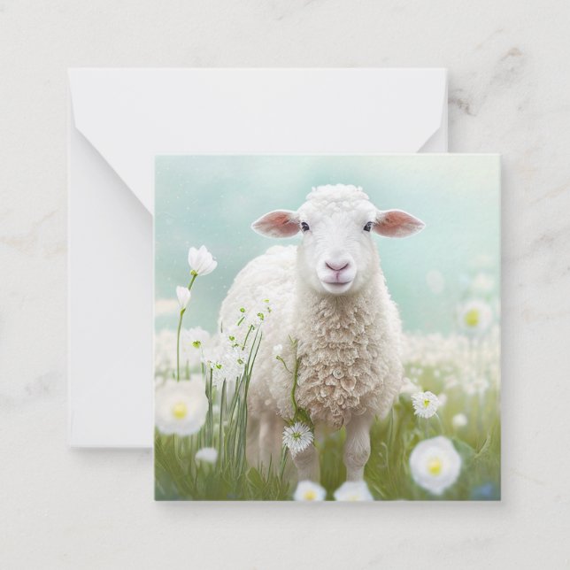 Carte De Correspondance Moutons de printemps adorables (Vierge à l'arrière (Devant)