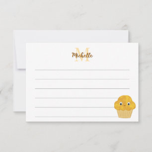 Carte De Correspondance Muffin de maïs Dessin mignon Ligné Monogramme