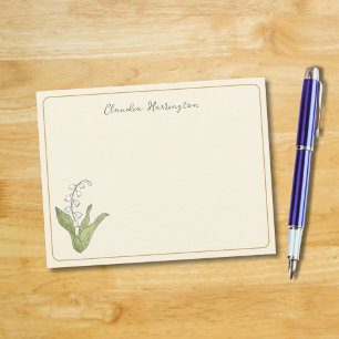 Carte De Correspondance Muguet à fleurs beige illustré à la main