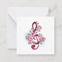Musical treble clef notes with sakura flowers