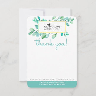 Carte De Correspondance NATURE BOTANIQUE moderne aquarelle peinte feuille