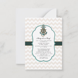 Carte De Correspondance Nautical Sailor Ahoy c'est un Baby shower garçon