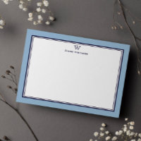 NAVY & BLEU PÂLE Classique Double Cadre Monogramme