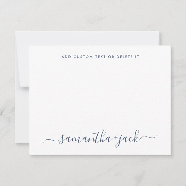 Carte De Correspondance Navy Blue Stylish Script Elegant Minimalist (Devant)