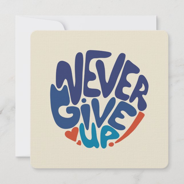Carte De Correspondance Ne jamais renoncer - Citation d'anniversaire bleu  (Devant)
