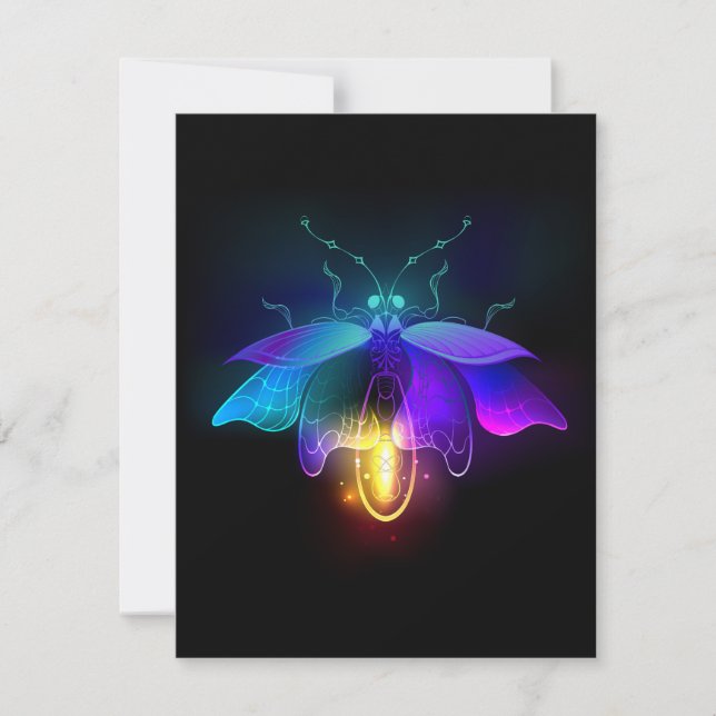 Carte De Correspondance Neon Firefly sur noir (Devant)