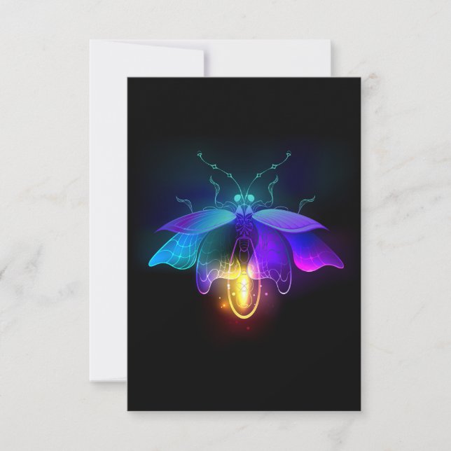 Carte De Correspondance Neon Firefly sur noir (Devant)