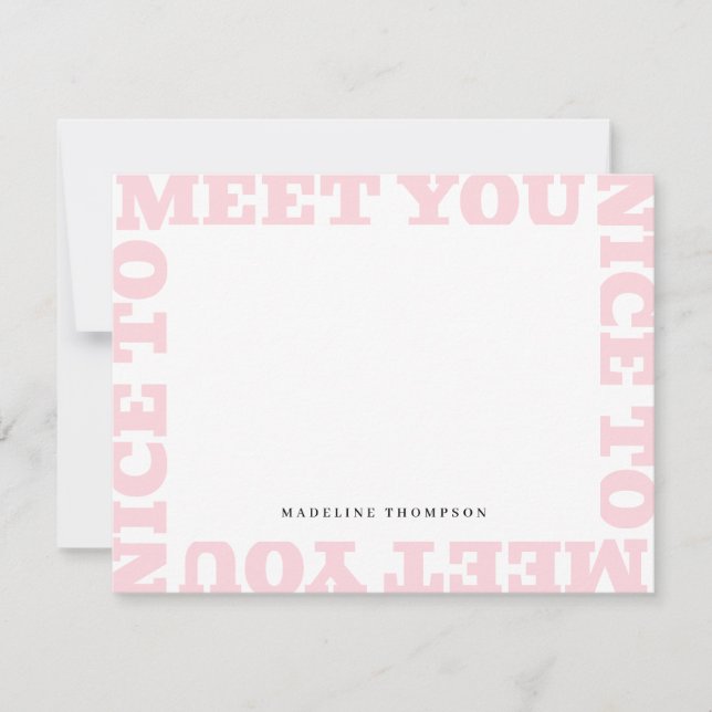Carte De Correspondance Nice To Meet You | Pink Modern Name  (Devant)