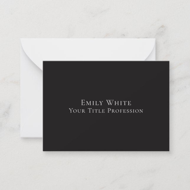 Carte De Correspondance Night Black Plain Elegant Professional Modern (Devant)