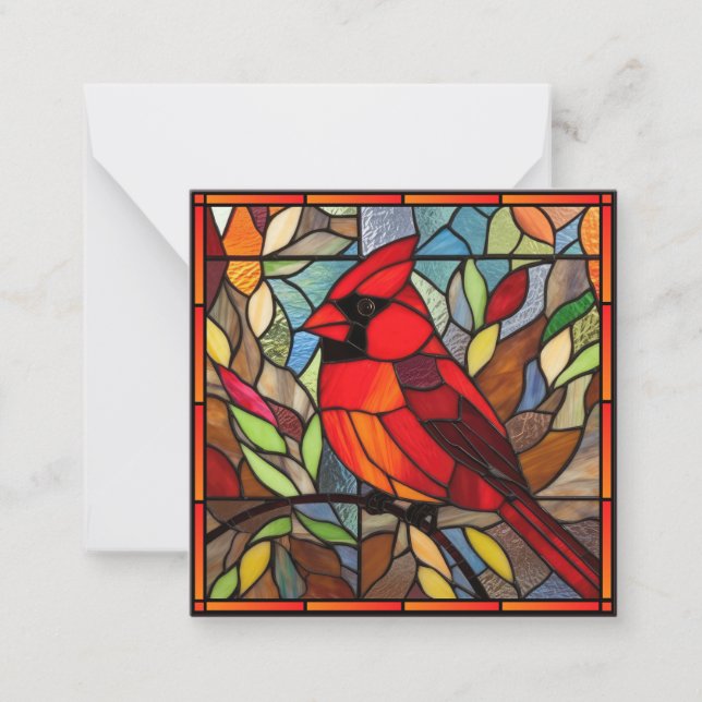Carte De Correspondance Noël cardinal en verre tendu (Devant)