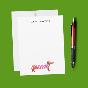 Carte De Correspondance Noël Dachshund Monogramme Chien Bohème Cute Amoure