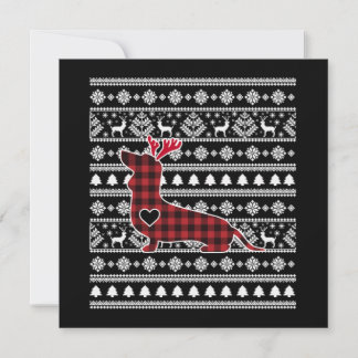 Carte De Correspondance Noël de chien de Dachshund de plaid rouge de buffl