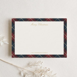 Carte De Correspondance Noël de famille à carreaux classique