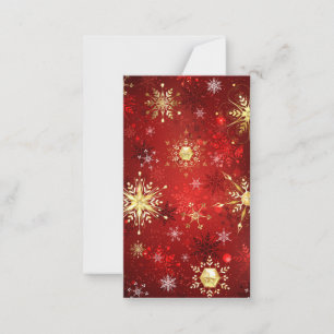Carte De Correspondance Noël Golden Snowflakes sur Arrière - plan rouge