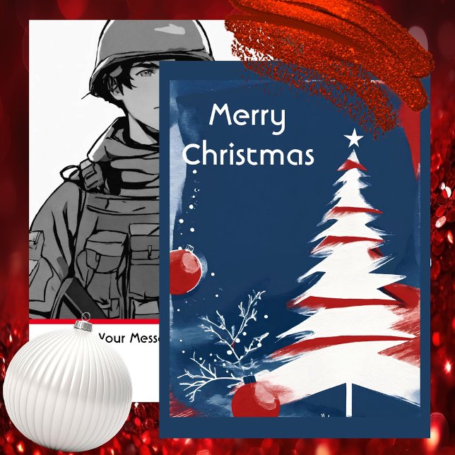 Carte De Correspondance Noël Patriotique Militaire USA (Modern Patriotic Design -  Unique Art by Pansylee for Pretty Postals - Mail Made Modern)