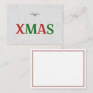 Carte De Correspondance Noël Rouge Vert Rhinestone Famille Personnalisée