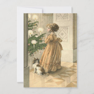 Carte De Correspondance Noël victorien adorable de cru de fille et de