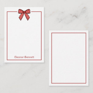 Carte De Correspondance Nœud papillon rouge et blanc personnalisé avec cœu