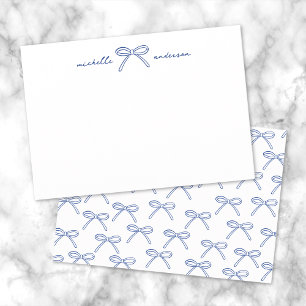 Carte De Correspondance Nœud Personnalisé Bleu Marine avec Nom