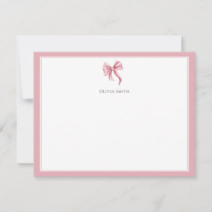 Carte De Correspondance Nœud Rose Simple Coquette Personnalisé