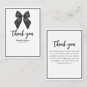 Carte De Correspondance Nœud Ruban Mariage Classique Noir & Blanc