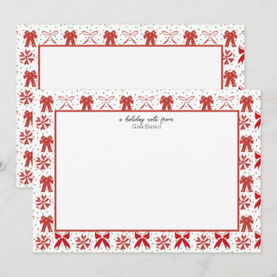 Carte De Correspondance Noeuds de Noël rouges et blancs