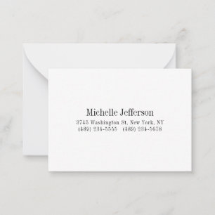 Carte De Correspondance Noir & blanc minimaliste Plain moderne