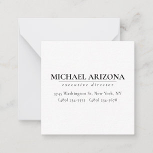 Carte De Correspondance Noir & Blanc Minimaliste Simple Plaque